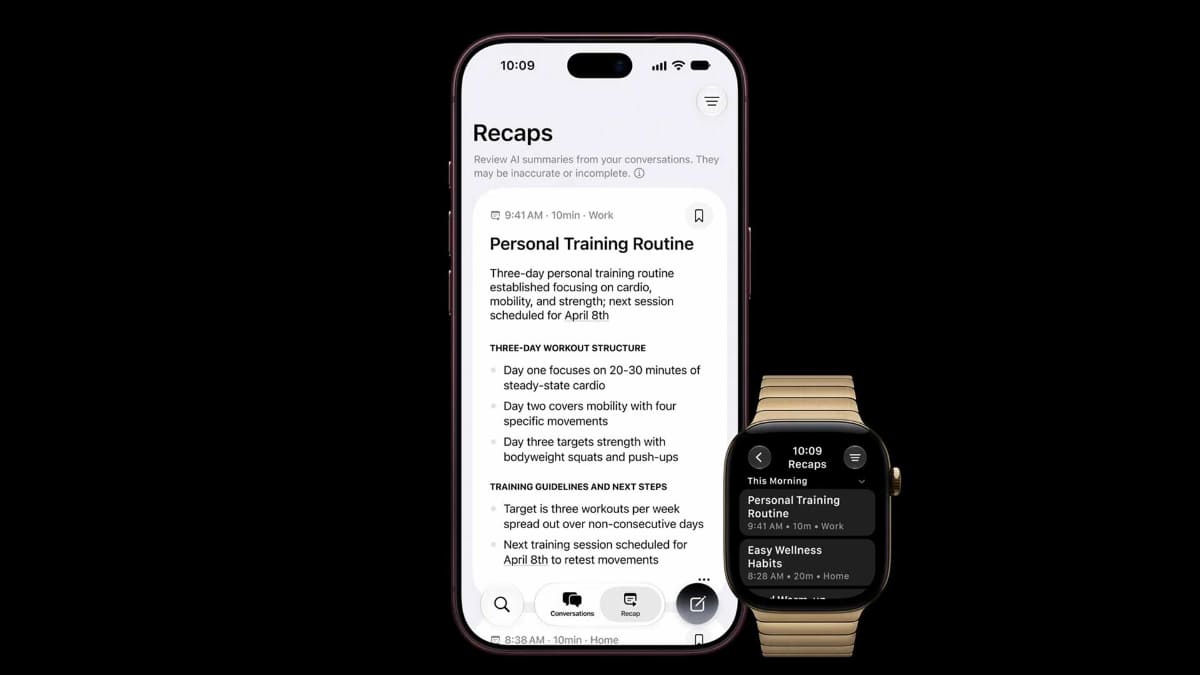 会話をノートとして記録、内容とサマリーを残す「Siri Recap」