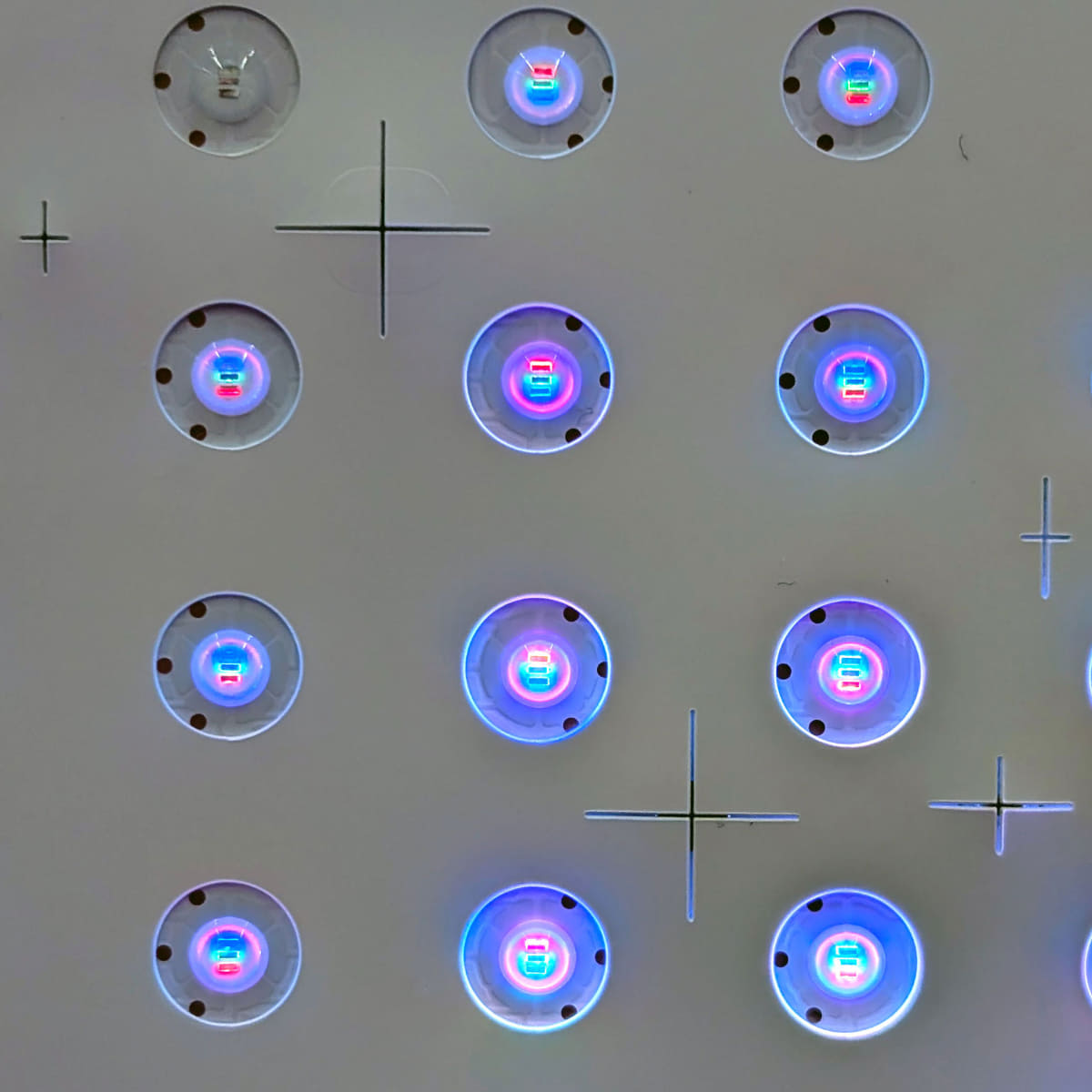 こちらが'26年モデルで採用されているRGB Mini LEDチップ。人差し指とRGB Mini LEDチップの大きさを比べると、非常に小さい