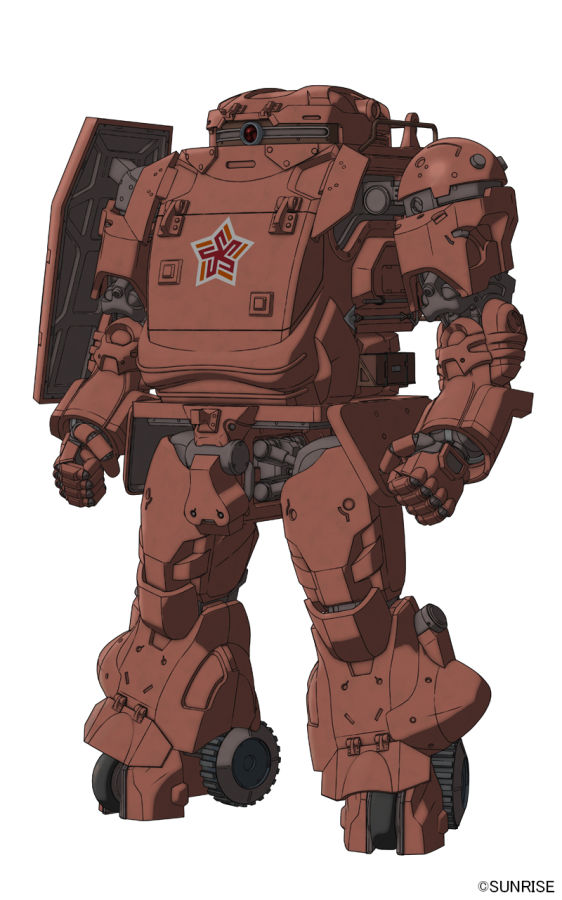 ファッティー B・ATM-03-V。バララント軍のミッド級AT。スコープドッグを鹵獲・研究し、ギルガメス軍に対抗すべく開発された機体のヴァルキュリア戦線用派生機。前世代機であるブロッカーの設計思想を受け継ぎつつ、敵弾を滑らせる「避弾経始（ひだんけいし）」を考慮した丸みを帯びたフォルムを持っており、スコープドッグと双璧をなす傑作量産機として君臨する。ファッティーとは「太っちょ」の意味でギルガメス軍側からの通称<br><span class="fnt-70">(C)SUNRISE</span>