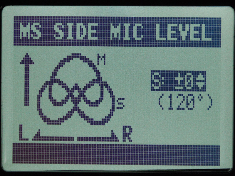 Sideレベルを0dBにすると、広がりは120度