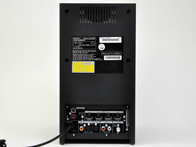 背面。HDMI入力は3系統