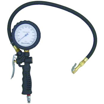 タイヤゲージ（左から、ホース付き、グリップタイプ）