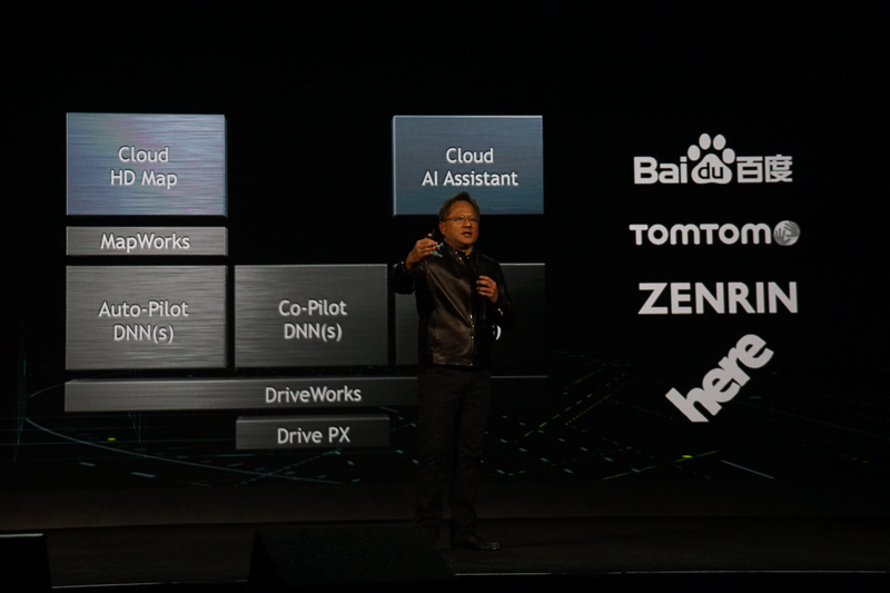 地図で中国のBaiduとヨーロッパのTomTom、日本のゼンリン、ドイツの自動車メーカー連合が所有するhereとの提携を示した