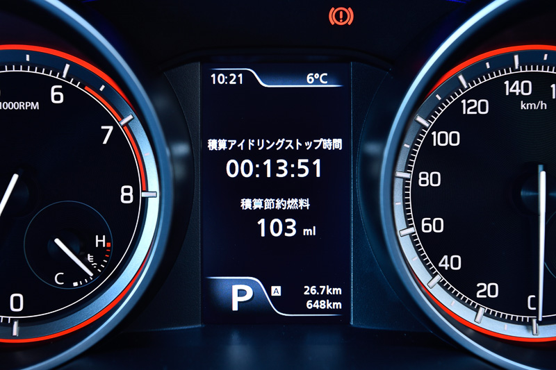 マルチインフォメーションディスプレイはパワー/トルク表示以外にも、マイルドハイブリッドの作動状態やGモーション、アダプティブクルーズコントロールなどさまざまな情報を表示可能