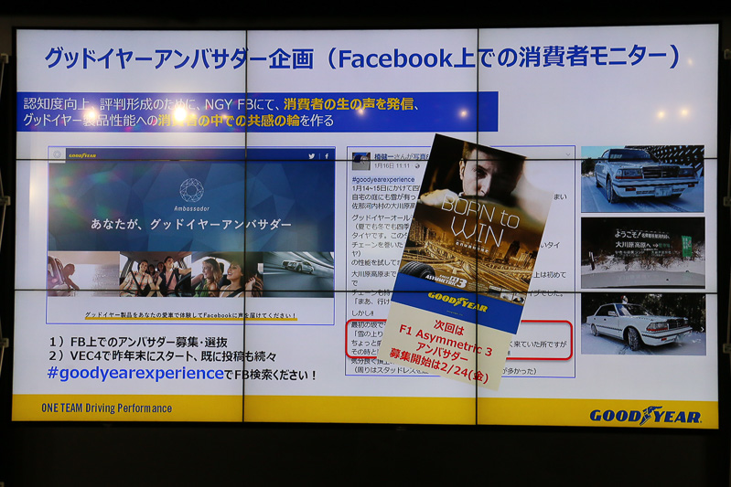 Facebookを活用した製品体感プログラム「グッドイヤーアンバサダー」はユーザーからの好評を受けて活動を拡大。Eagle F1 Asymmetric 3のアンバサダー募集は2月24日にスタートする