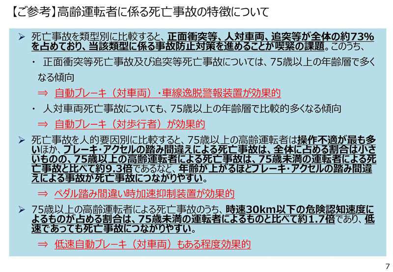 高齢運転者が係る死亡事故の特徴について