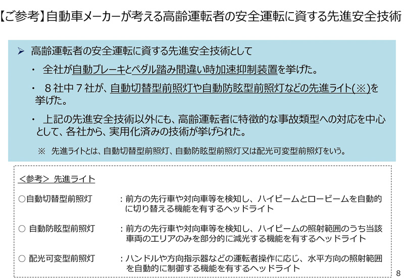 自動車メーカーが考える高齢運転者の安全運転に資する先進安全技術