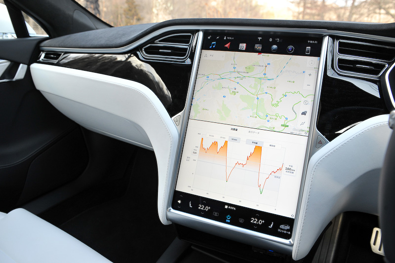 白を基調にしたモデル S P100Dのインテリア