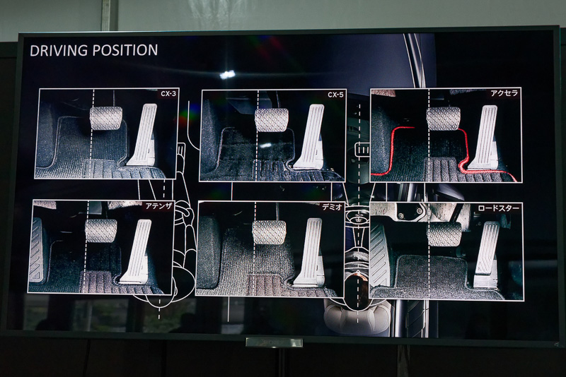 各車種ともアクセル・ブレーキペダル周りはほとんど同じレイアウト