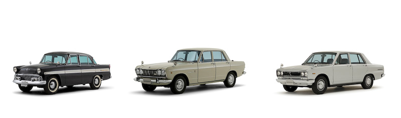 左から初代（1957年）、2代目（1963年）、3代目（1968年）