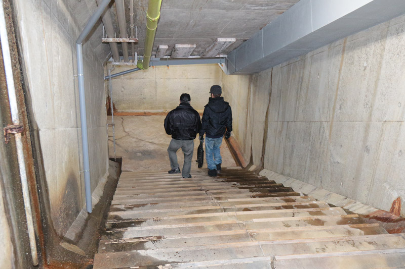 S字スタンド側の階段の下段付近