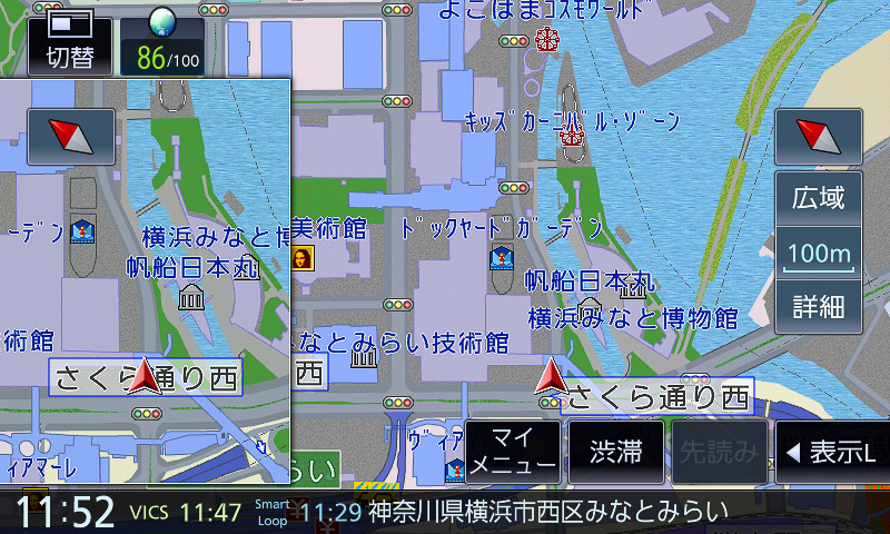 MAP表示。これで2画面表示になる