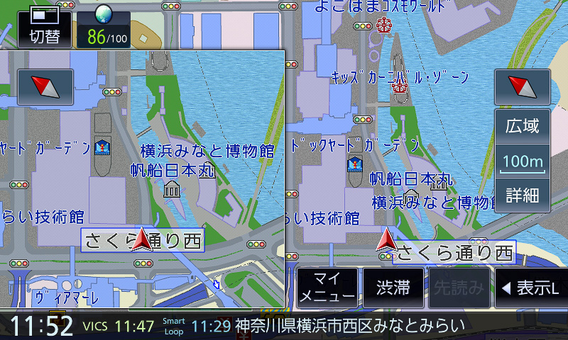MAP表示。これで2画面表示になる