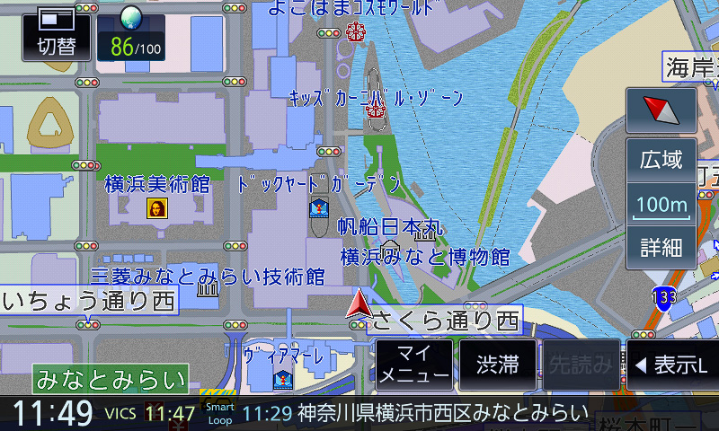 ベースとなる100mスケール。情報量が豊富