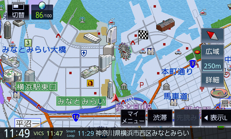 120～650mスケール。市街地図ほどではないものの、このあたりのスケールまでは情報量が多い