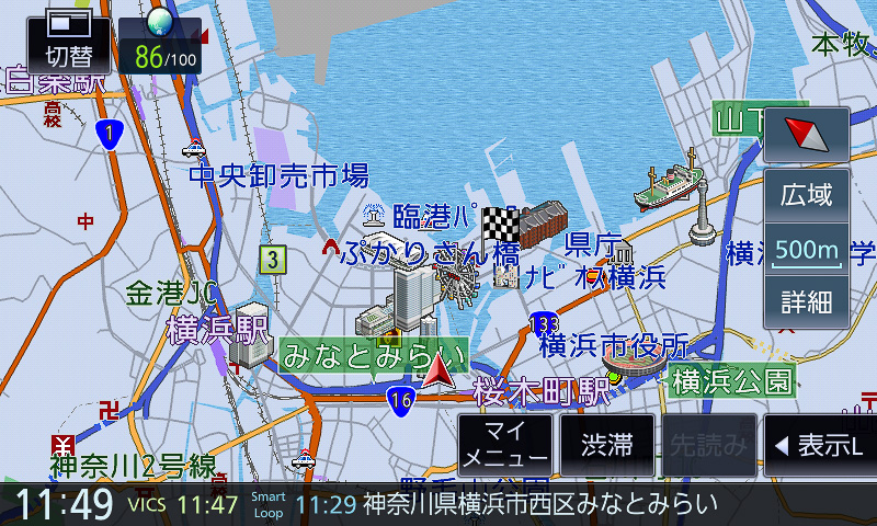 120～650mスケール。市街地図ほどではないものの、このあたりのスケールまでは情報量が多い