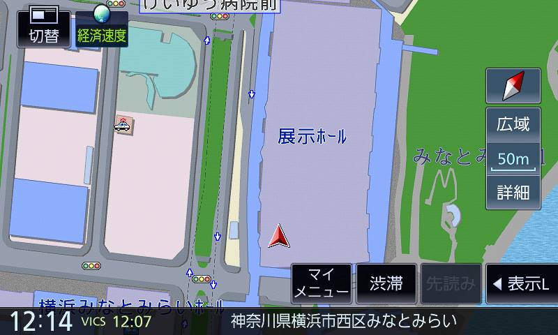 入口から入って地下駐車場をぐるっと1周。途中はもちろん、出口（3枚目）位置もバッチリ