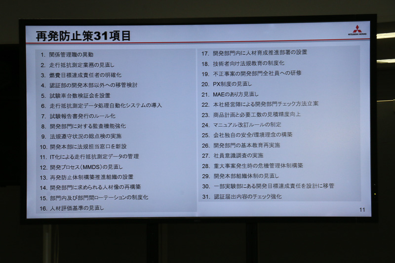 再発防止策31項目の詳細