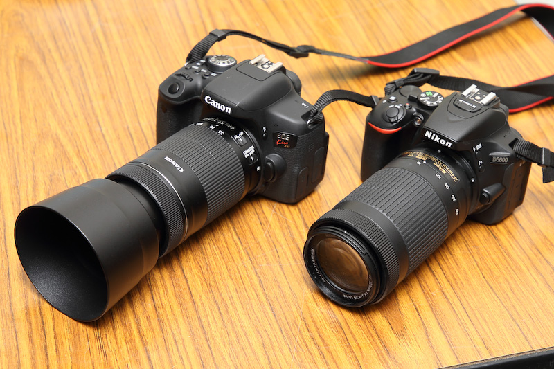 展示やプレゼント用の写真を出力したエプソン、キヤノンのインクジェットプリンターと、ジュニアフォトスクール参加者に貸し出されたキヤノン、ニコンの望遠ズーム付きデジタル一眼レフ