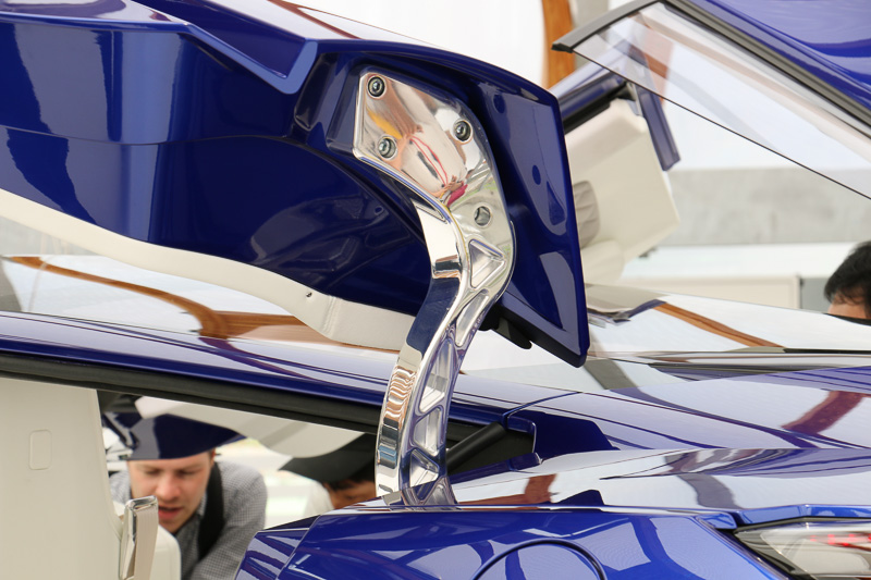 リアドアは1本のアームで支えられている