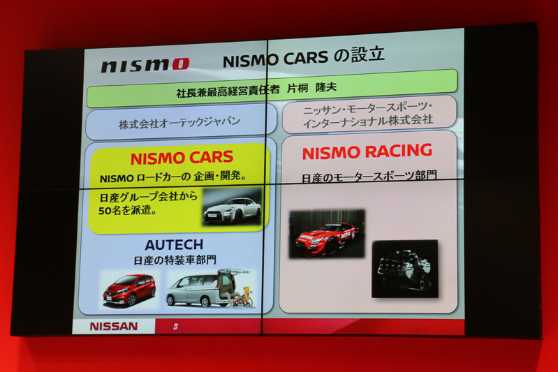 ニスモという名称の事業部だが、NISMO ロードカーの開発に適していることからオーテック内に新設された