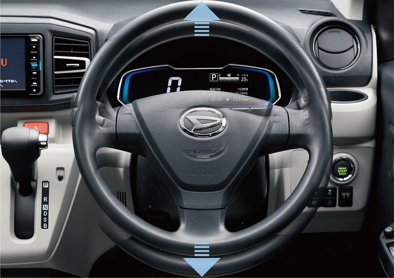 チルト機構を備えるステアリングはグリップ径を太くした