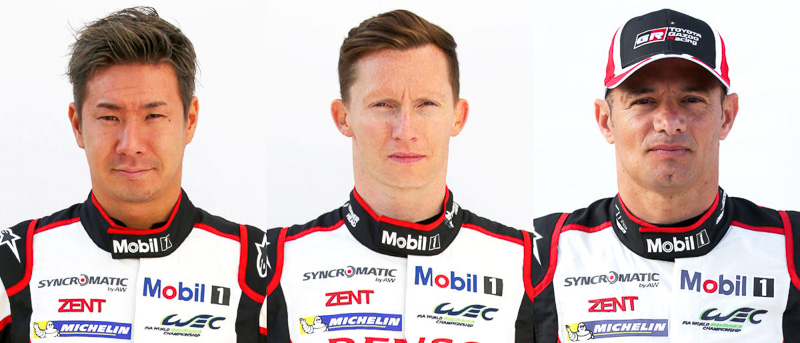 TS050 HYBRID 7号車のドライバー。写真左から小林可夢偉選手、マイク・コンウェイ選手、ステファン・サラザン選手