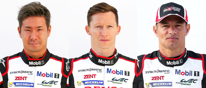 TS050 HYBRID 7号車のドライバー。写真左から小林可夢偉選手、マイク・コンウェイ選手、ステファン・サラザン選手