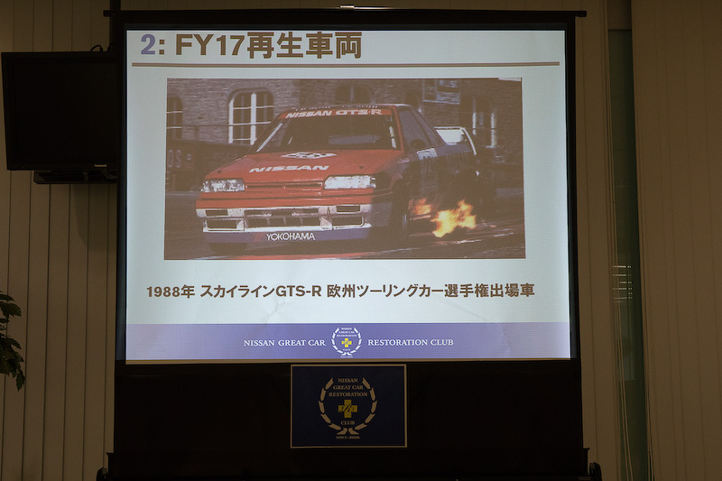 今年は1988年の欧州ツーリングカー選手権（ETC）に参戦し、スパ・フランコルシャン24時間レースで総合6位となったスカイライン GTS-RのグループA仕様車がレストア対象車