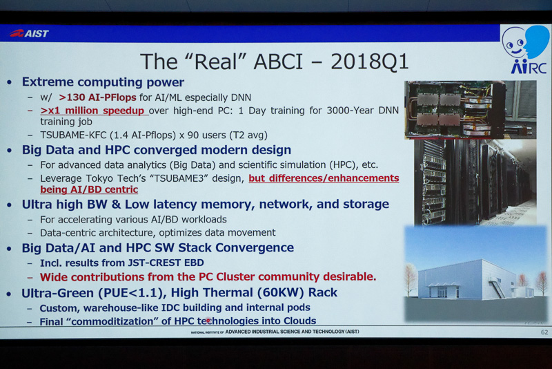 2018年3月に完成予定の、さらに性能を高めた「ABCI」