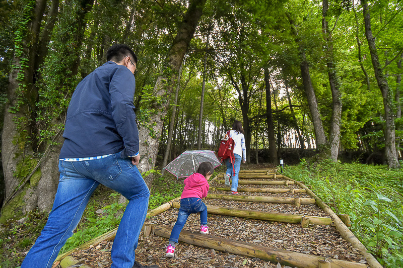 ウッドチップの踏み心地が気持ちいい