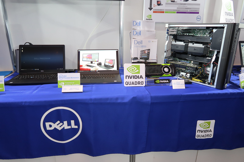 DELLとNVIDIAの合同ブース。VR向けのワークステーション製品を展示