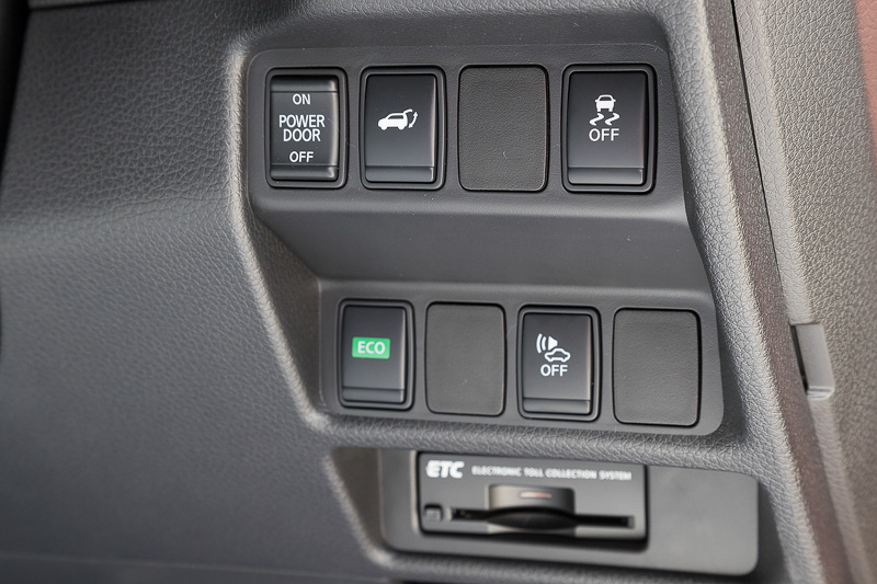 ステアリングコラム右側のスイッチ群