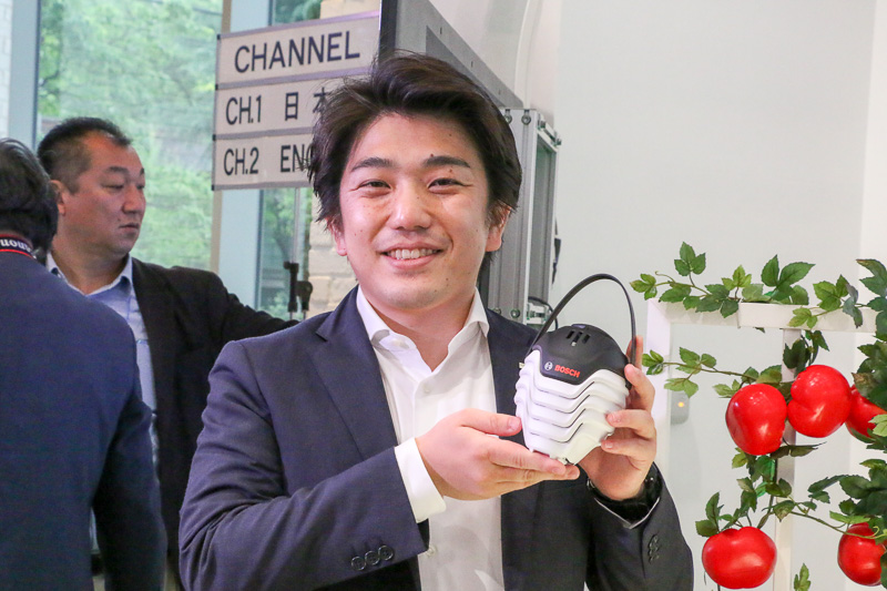 「Plantectのセンサーは小型でワイヤレスなため、場所を選ばずに設置できる」と語ったボッシュ株式会社 FUJIプロジェクト プロジェクトリーダー 鈴木涼祐氏