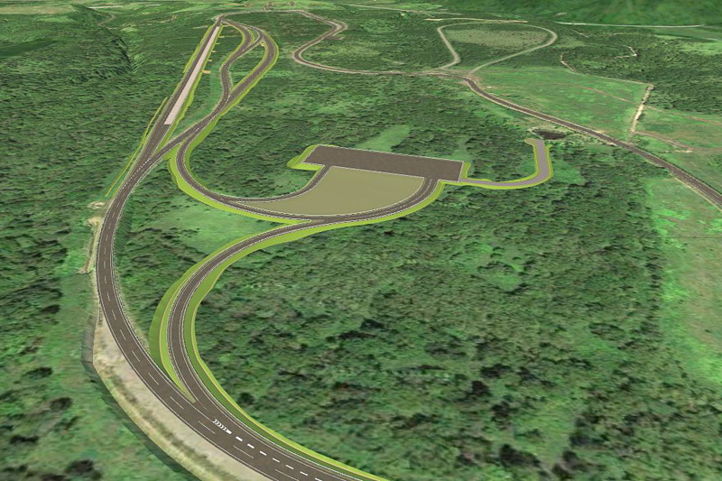 美深試験場に新設する「高速道路のカーブ・分合流用コース」の完成予想CG