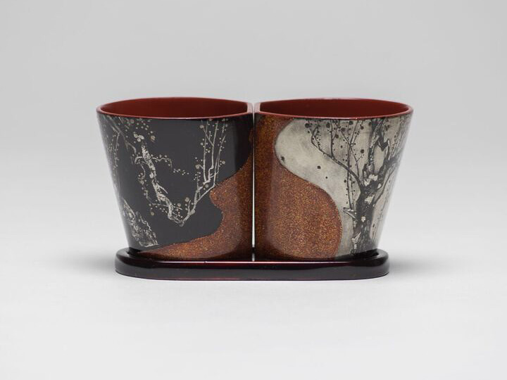 陰陽梅図 ぐい呑み（高山光広氏）：最低入札価格2万円