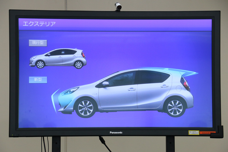 フロントバンパー先端部の“押し出し感”と大型化されて延長されたルーフスポイラーで伸びやかなテイストを表現