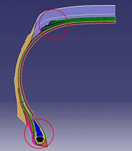 強固な内部構造。トレッド端部まで覆うキャッププライと強靭なビード構造が、ライトトラックの過酷な使用条件に長期間対応