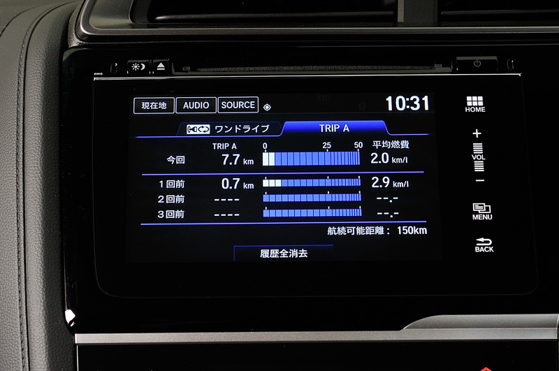 ホンダインターナビを装着する場合、ガソリン車には燃費情報表示機能が付く