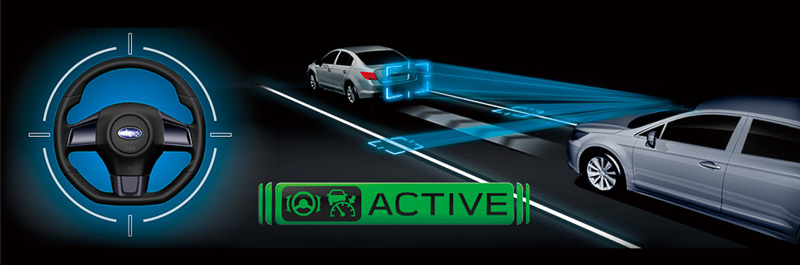 新機能の「アイサイト・ツーリングアシスト」では、車線に加えて先行車両を検知してステアリングのアシストを実施。作動速度も拡大して幅広い状況で運転をアシストする