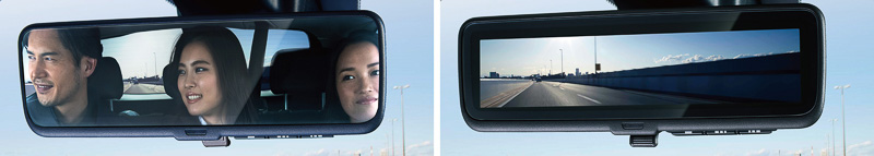 カメラ映像を表示する「スマートリヤビューミラー」の採用で、乗員や荷物が多いときでもクリアな後方視界を確保