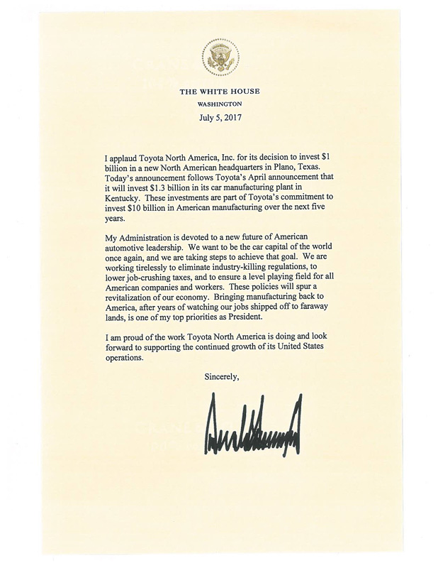 トランプ大統領が署名したステートメント