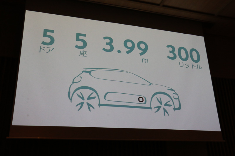 キーワードは「5ドア」「5人乗り」「4.0mを切る全長」「300Lのラゲッジスペースによる高い実用性」の4点