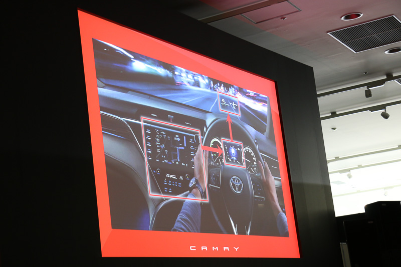 広々とした車内のスペースに加え、視認性のよさで走りのよさをアシスト。また、ドライバーが運転に集中できるよう、新採用のカラーヘッドアップディスプレイやマルチインフォメーションディスプレイ、センターコンソールのナビ画面で表示内容を連携させ、運転中の視線移動が少なくなるよう最適化している