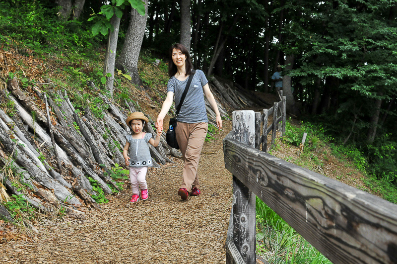 ツインリンクもてぎの中にあるハローウッズの森は、ウッドチップの敷き詰められた散策路や棚田などもある自然と触れ合える森です