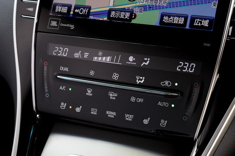 エアコンは左右独立温度調整タイプ。PROGRESS＆PREMIUM系グレードには「ナノイー」も装備