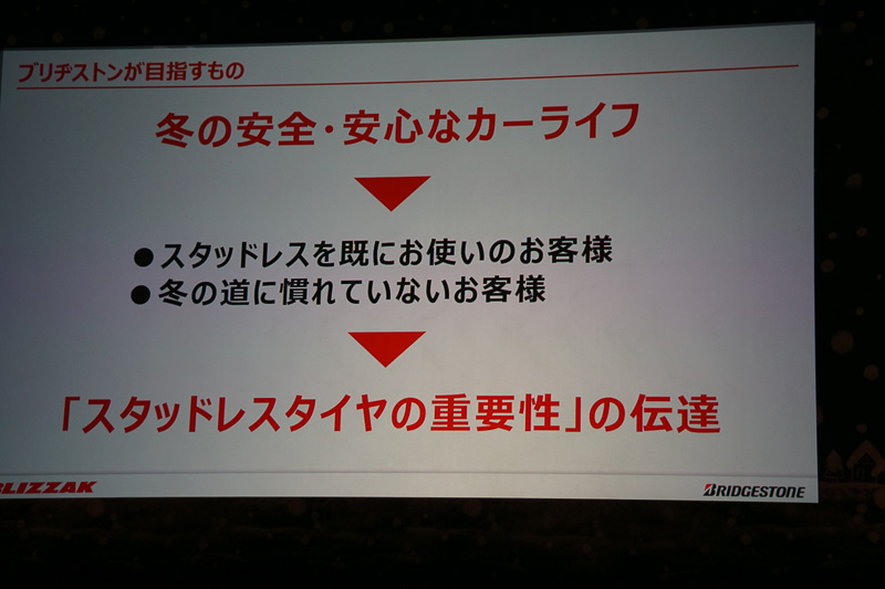 販売面ではスタッドレスタイヤの重要性を伝達していくという