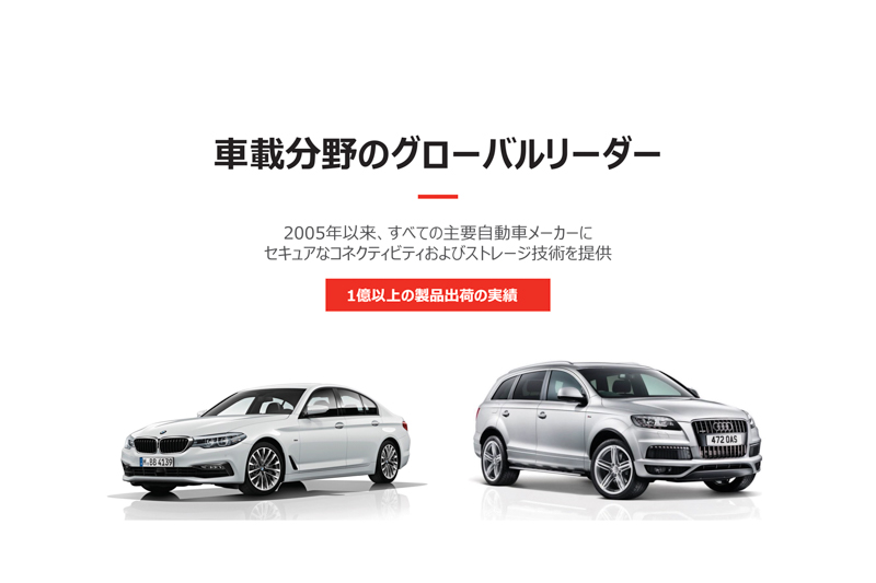 車載にセキュアなコネクティビティとストレージ技術を提供