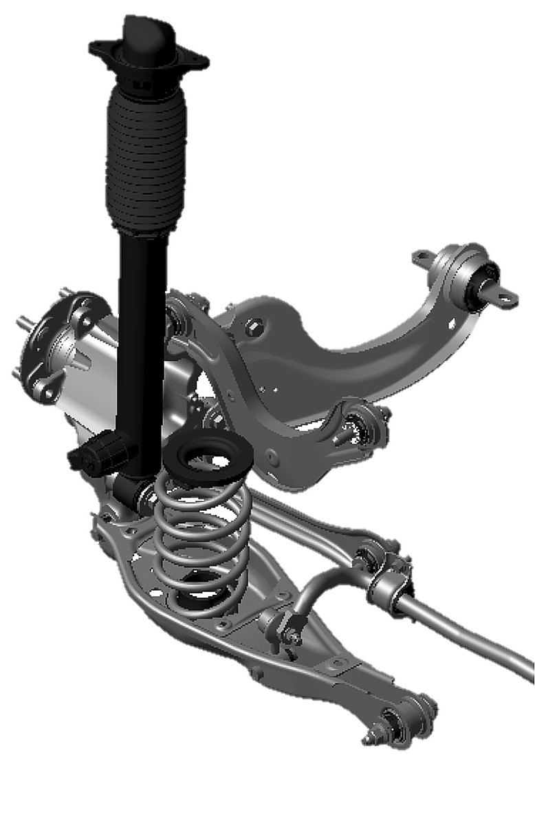 TYPE Rのリアサスペンションは、先代のトーションビーム式からマルチリンク式に変更。ハッチバックと同じくトーイン特性が与えられているが、アームやブッシュ類の剛性が高められ、大径の20インチタイヤに対応する