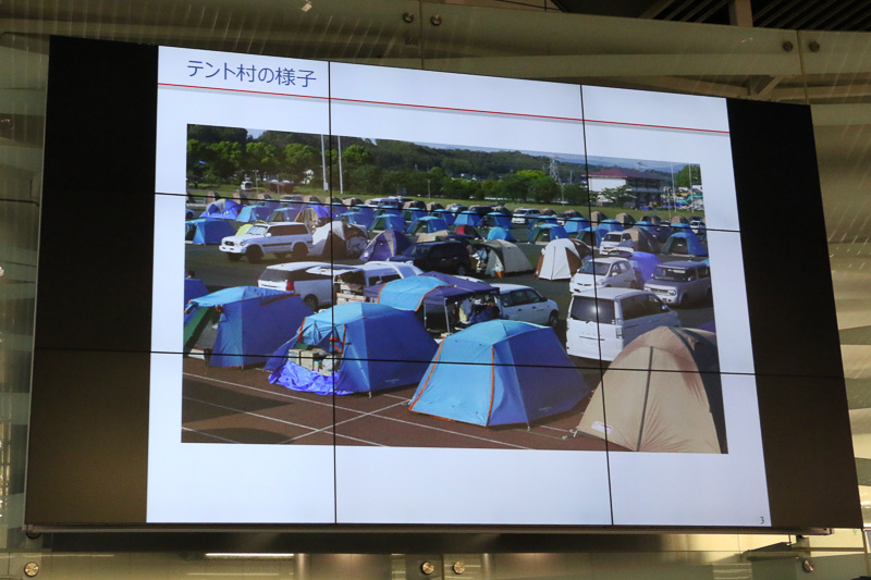 2016年の熊本地震の際に設営したテント村の様子